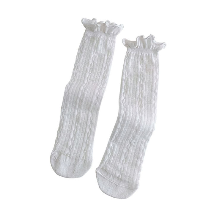 White%20lace%20pile%20socks%20for%20women%20in%20summer%20thin%20cotton%20Japanese%20net%20red%20socks%20fungus%20edge%20jk%20mesh%20stockings%20-%20Image%205