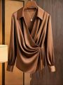Women’s Soft Satin Silk Top – Stylish Wrap Design.