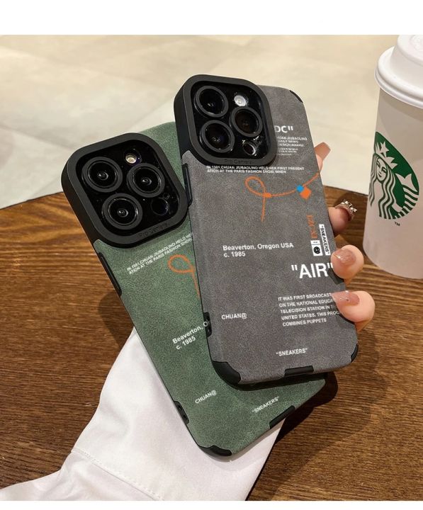 Luxury AIR Sneake suede soft leather label phone case for iphone 15 14 12 13 11 14 Pro Max X Lens protect Anti-drop Armour cover