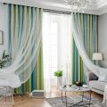 Shiny Stars Children Cloth Curtains Colorful Double Layer Star Window Curtains For Living Room Bedroom Gradient Blackout Curtain.