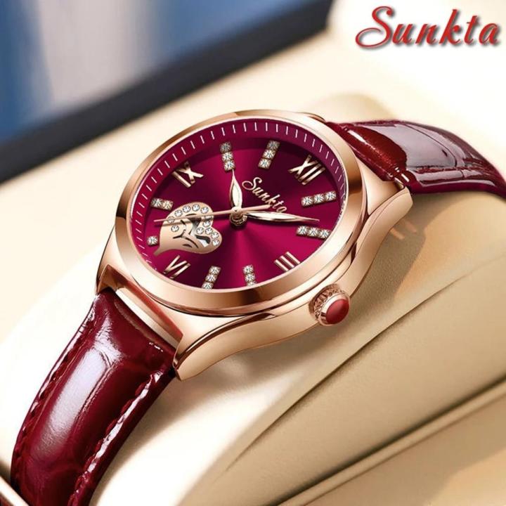 2021 LIGE Brand SUNKTA Women Watches Fashion leather Ladies