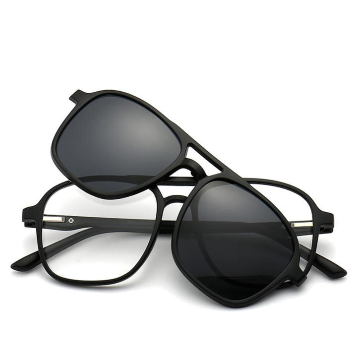 Eagle Eyes 2-in-1 Magnetic Sport Glasses - Night Driving Base Frame + Polarized Sun Clip-On For Day & Night Vision