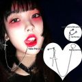 Piercing Lip Rings with Long Chain Helix Earring Studs Septum Ring Nose Ring Non Pierced Body Jewelry Lip Clip Labret. 