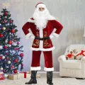 Santa Costume Big and Size Santa Claus Suit Set with Beard Fancy Dress with Gloves 4XL. 