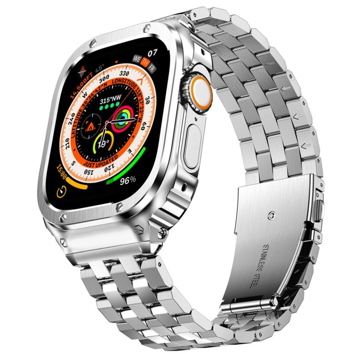 Stainless Steel Strap+Case For Apple Watch Band 49mm 45mm
