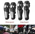 Pro-X Alloy Steel Elbow Guard Knee Guard Shin Protector for Bikers Riders Bike Motorcycle (Black Set of 4).