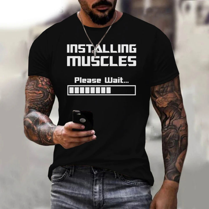 Summer Fashion New Bodybuilding Installing Muscles Please Wait Loading Bar 3D Print T-shirt Men Women Casual Oversized T Shirt