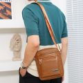 Luxury Vintage Men Messenger Bag Fashion PU Leather Shoulder Bag Business Crossbody Bag Large Capacity Male Casual Handbag. 