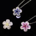 Xiaohongshu recommends the same red diamond small flower necklace as a small fresh Internet celebrity, sapphire yellow diamond colored gem pendant for women. 