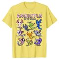 Axolotl Shirt Kawaii Axolotls of The World Axolotl Animals T-Shirt Types of Mexican Walking Fish Kawaii Artwork Tee Cartoon Tops. 