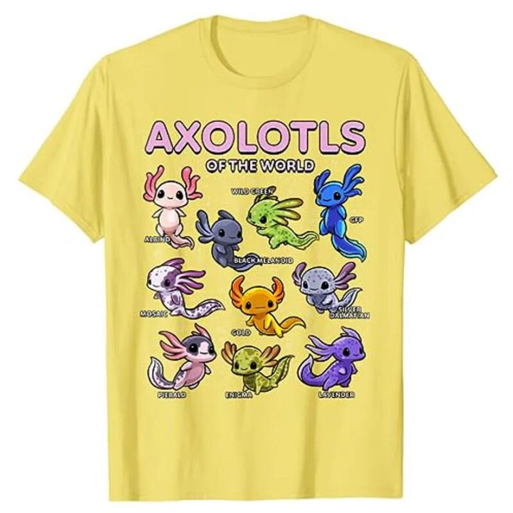 Axolotl%20Shirt%20Kawaii%20Axolotls%20of%20The%20World%20Axolotl%20Animals%20T-Shirt%20Types%20of%20Mexican%20Walking%20Fish%20Kawaii%20Artwork%20Tee%20Cartoon%20Tops%20-%20Image%202