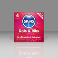 SKINS Dots & Ribs 4pcs Condom. 