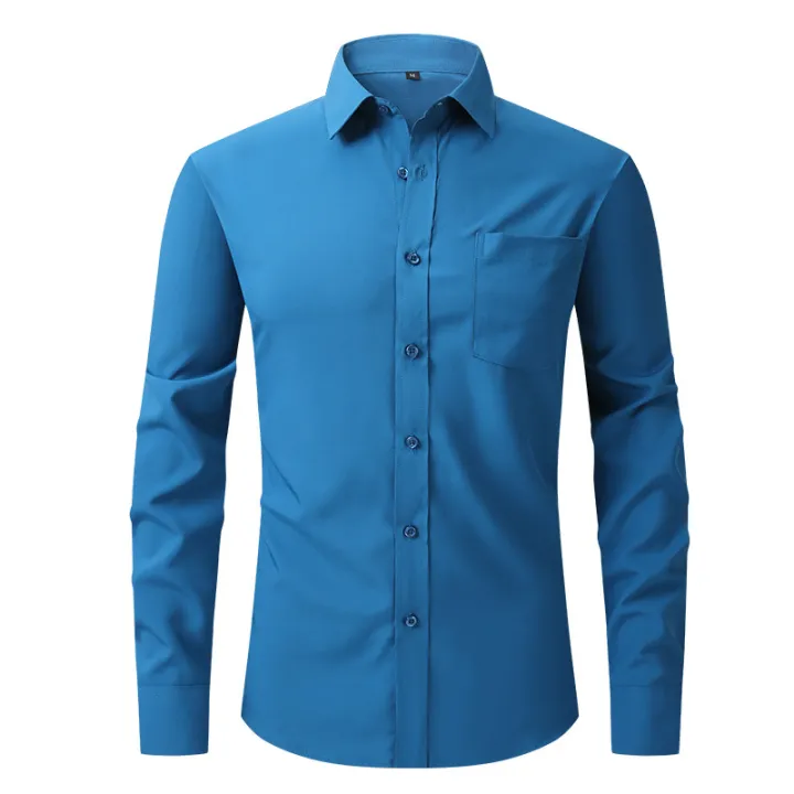 Men's%20Red%20Dress%20Shirts%202023%20Spring%20New%20Regular%20Fit%20Long%20Sleeve%20Shirt%20Men%20Formal%20Wedding%20Elastic%20Easy%20Care%20Shirt%20Male%20Chemise%202XL%20KEEMEEUYZO%20-%20Image%207