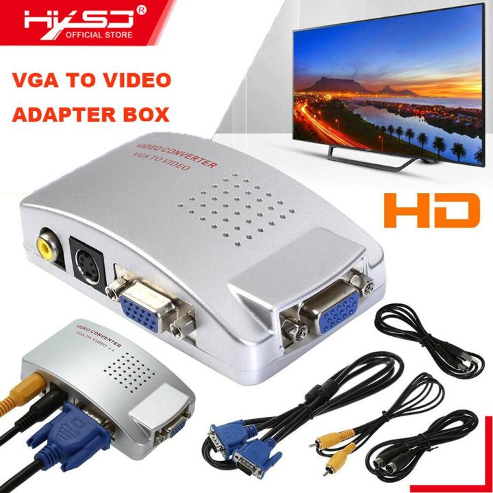 HXSJ HW-2401 VGA to RCA Switch Box, PC to TV AV Monitor Composite S Video Adapter