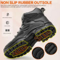 【selevn roind】 Rotary Buckle Work Boots Safety Steel Toe Shoes Men Breathable Safety Shoes Brand Indestructible Shoes Puncture-Proof work Shoes. 