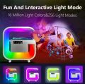 G63 Mini Colorful Wireless Charging Light Up Speaker G Shape LED Wireless Table Speaker Color Changing Alarm Clock Charger Stand Bedside Light (Charging only For Iphone)-Color Family:Black & White.