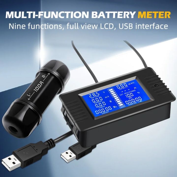 PZEM-015%20DC%200-200V%2050A%20100A%209%20in%201%20DC%20LCD%20Display%20Digital%20Multimeter%20Battery%20Monitor%20Power%20Energy%20Impedance%20Voltmeter%20Wattmeter%20-%20Image%205