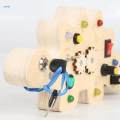 Toddlers Busy Board Switch Board Activities, Wood Rotating Gear Toy, Dinosaur Shape, Early Educational Basic Life Skills for Plane Travel Toy.