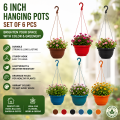 New 6-Inch Plastic Hanging Planter Pots 6-Pack for Lawn & Garden.