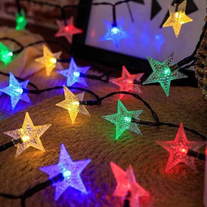 Star Shape Led String Lights Fairy Lights, Christmas Wedding Party Home Decoration Star Shaped Led Lights, String Curtain Window Bedroom Xmas Fairy Lamp Home Deco - Light-4978