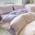 Ins Two-sided Solid Color Bedding Set Flat Bed Sheet Duvet Cover Single Double Full Queen King Bedclothes Ins Pure Bedroom Linen. 
