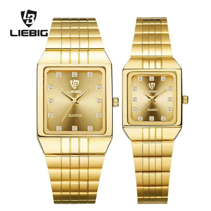 LIEBIG Luxury Stainless Steel Bracelet Golden Quartz Watch Men Women Watches Casual Wristwatches Female Male Clock Reloj Hombre