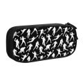 Football Players On Black Pencil Case for Girls Boys Large Storage Soccer Ball Lover Pen Bag Box School Accessories.