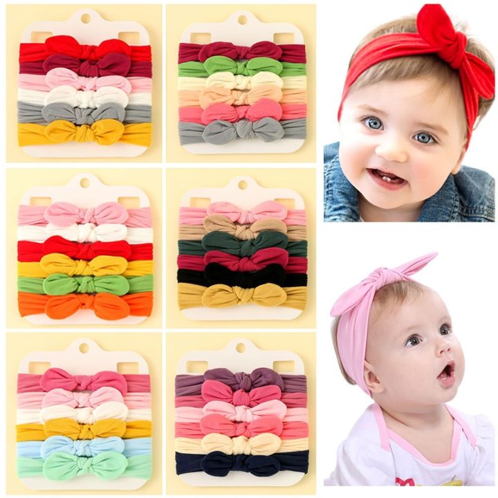 6Pcs/Set Baby Headband Soft Elastic Girl Hairband Bow Solid Color Toddler Kids Headwear Infant Kawaii Baby Hair Accessories