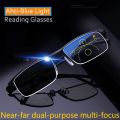 Intelligent Multifocal progressive reading glasses for men women near and dual-use Anti-Blue Light automatic adjustment Eyewear. 