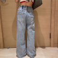 IENENS High Waist Jeans Girl Straight Loose Wide-leg Pants Spring and Autumn Korean Baggy Jeans Fashion Kids Denim Trousers. 
