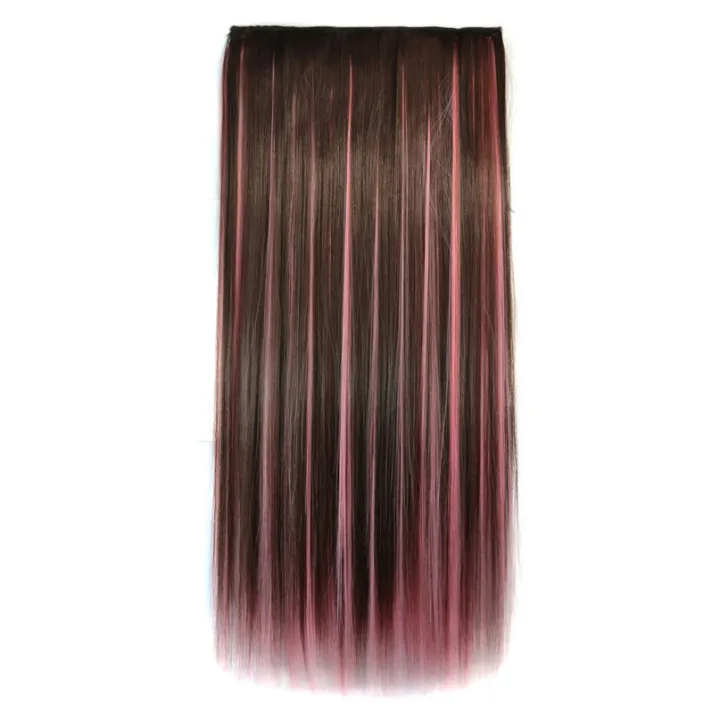Wig%20Women's%20Long%20Straight%20Hair%20Wig%20Set%20Color%20Highlight%20One%20Piece%20Short%20Hair%20Extension%20Natural%20Five%20Clip%20-%20Image%202