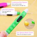 Baby and Adult LED Earwax Removal Tool – Flashlight Earpick with Tweezers and 3 Interchangeable Spoons, Safe and Gentle Ear Cleaner with Light (1pcs). 