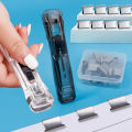 Staple Metal Clip Push Hand Paper Clipper With Refill Fixing Organizing Stapler Reusable Push Clamp For Document File Stationery. 