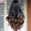 Blackhair Big Wave Human Hair Wigs Long Curly Wavy Full Hair Wigs Heat Resistant Gradient Color Beauty Style for Women.