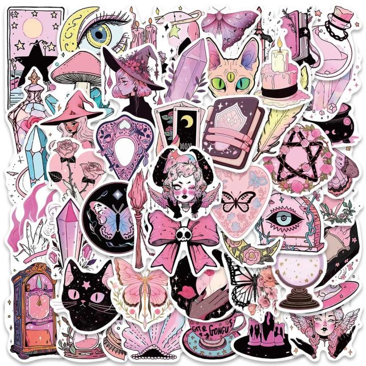 10/30/50pcs Cute Gothic Witch Magic Cartoon Stickers Decals Laptop Suitcase Phone Motorcycle Funny Decoration Sticker Kids Toys