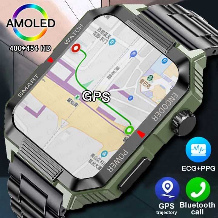 New Rugged Military Black Smart Watch Men For Android Xiaomi Ios IP67 Waterproof Sport Fitness Ai Voice Smartwatch Outdoor 2024