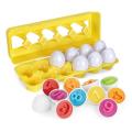 12PCS Funny Egg Matching Toy Toddler Games Montessori Educational Learning Color Shapes Kids Pretend Play Toy Set. 