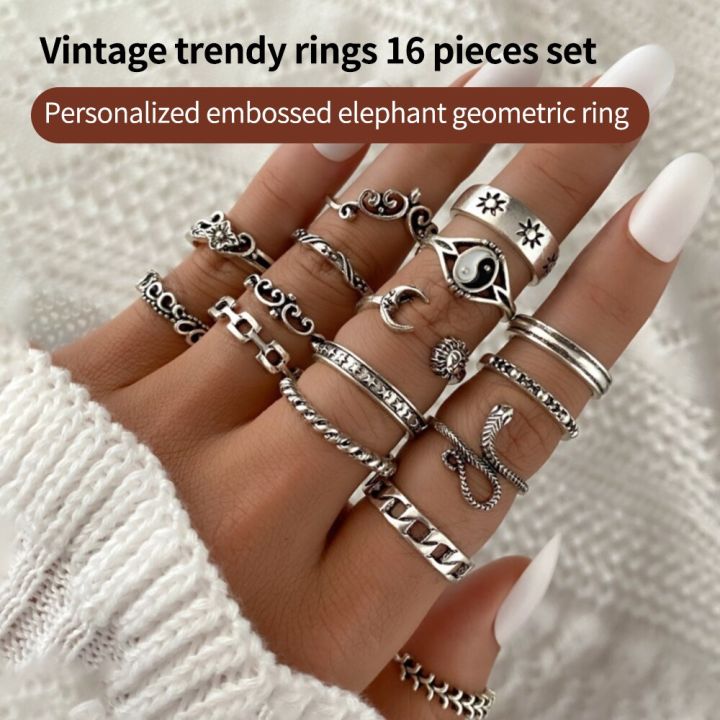 New%20Style%20Gossip%20Snake%20Leaf%20Flower%20Heart%20Butterfly%20Pearl%20Chain%20Oil%20Dripping%20Joint%20Ring%20Set%20Personality%20Retro%20Trend%20Ring%20-%20Image%203