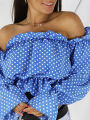 Candy Color Off Shoulder Crop Tops women Summer dot print lantern sleeve shirts Lady Slash neck beach blouse.