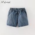 Spot malwee girls jeans summer new European and American small and medium-sized children foreign elastic waist shorts children's pants. 