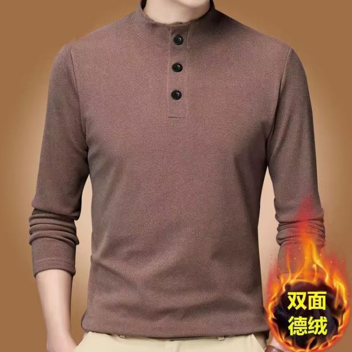 Double-sided%20velvet%20stand%20collar%20padded%20long%20sleeve%20t-shirt%20men's%20solid%20color%20autumn%20and%20winter%20thermal%20base%20layer%20top%20korean%20autumn%20coat%20-%20Image%203