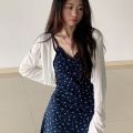 Summer Fresh White Ice Silk Summer Sun Protection Cardigan Halter Skirt Outer Wear Small Waistcoat Vest Short Coat.
