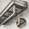 Aluminum Wall-Mounted Spice Rack Multifunctional Item Shelf Kitchen Tools Hooks Kitchen Condiment Storage Rack.