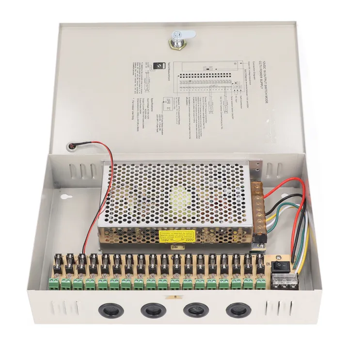 CCTV%20Power%20Supply%20110V%2012V10A%20Electric%20Shock%20Proof%20Power%20Supply%20Box%20Anti%20Theft%20Lock%2018%20Channel%20Rain%20Proof%20for%20Market%20-%20Image%204