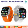 S8 Ultra 4G 4GB/64GB Andriod Smart Watch Dual Strap Waterdrop Display Calling Feature Google Playstore Youtube Facebook Messenger Tiktok IMO Wifi RAM Android Smartwatch.