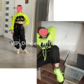 Jazz costume hip hop girls clothing green tops net sleeve black hip hop pants for kids performance modern dancing clothes bl5311.