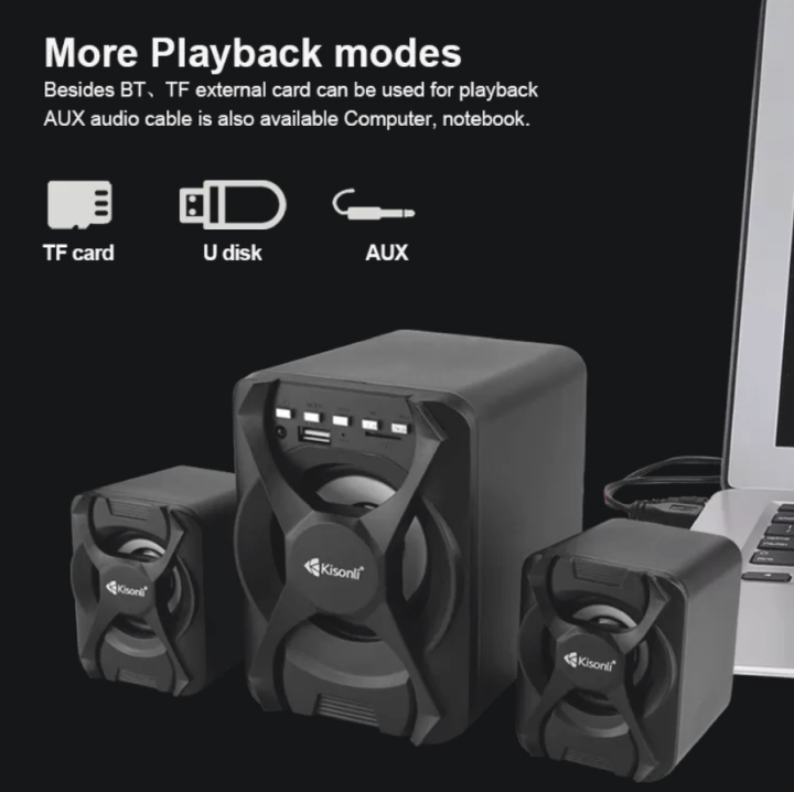 Kisonli%20U2500BT%20USB%20Bluetooth%202.1%20Speaker%20with%20FM%20TF%20AUX%20Remote%20Control%20Black%205W%20-%20Image%208