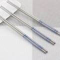 Stainless Steel Chopsticks Flower Printed Food Stick, Portable Reusable Chopsticks, Japanese Tableware, 1 Pair.