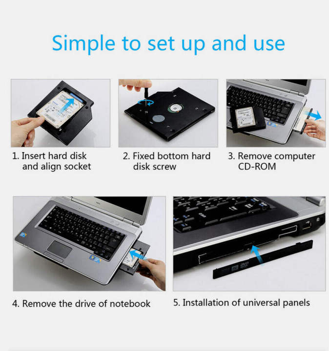 SATA%20to%20SATA%202nd%20HDD%20SSD%20Hard%20Drive%209.5mm%20Universal%20Caddy%20CD/DVD-ROM%20Optical%20-%20Image%204