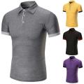Top Shirt Men Short Sleeve Turn Down Collar Summer Golf Tennis T-Color Block Top.